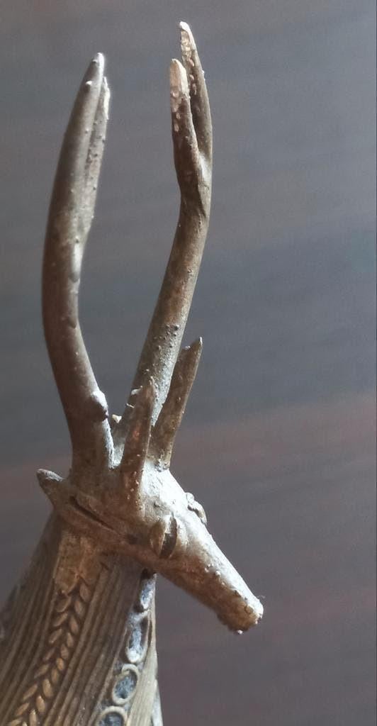Antiek brons beeld Soulcraft DhokraTribal Art-Golden Deer, Ophalen of Verzenden, Brons