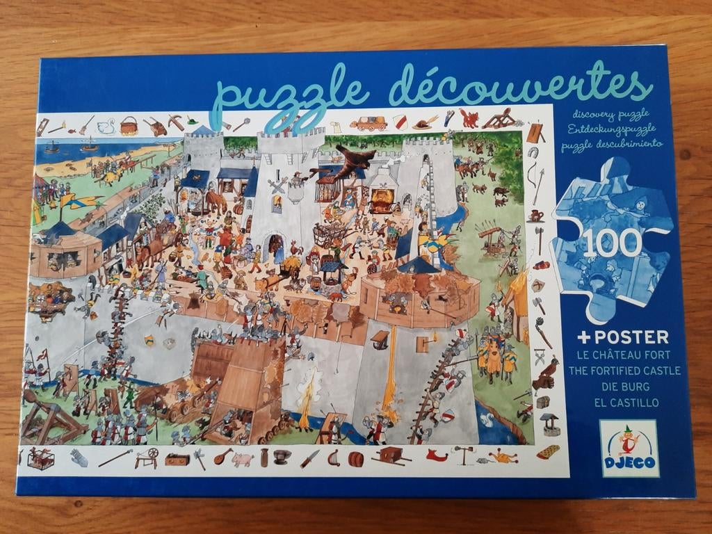 Djeco Ontdekkingspuzzel Kasteel 100 stukjes, Ophalen of Verzenden, Meer dan 50 stukjes, Gebruikt, 6 jaar of ouder