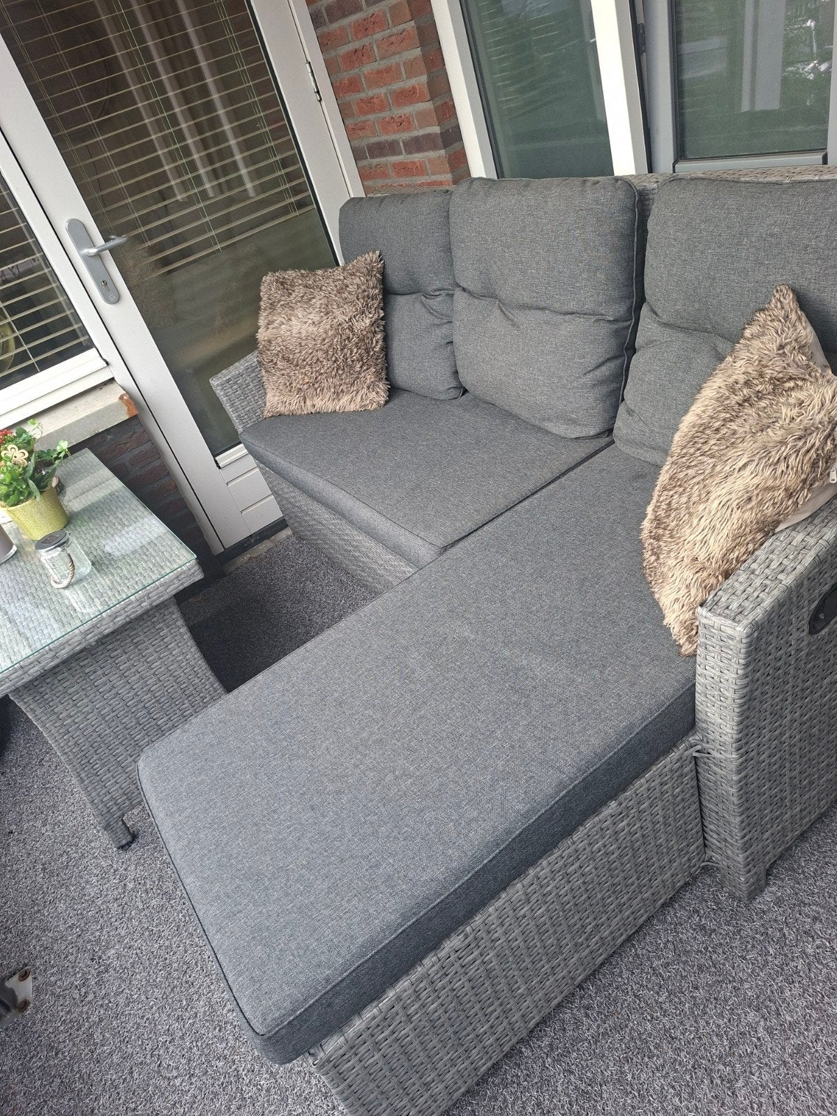Z.G.A.N. Loungeset, Loungebank en tafel., Ophalen, 3 zitplaatsen, Zo goed als nieuw, Loungeset
