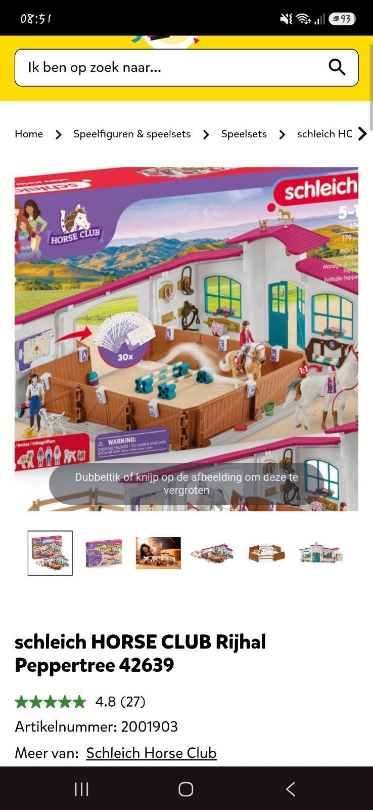 Schleich Horse Club Rijhal Peppertree 42639, Ophalen of Verzenden, Gebruikt, Meisje