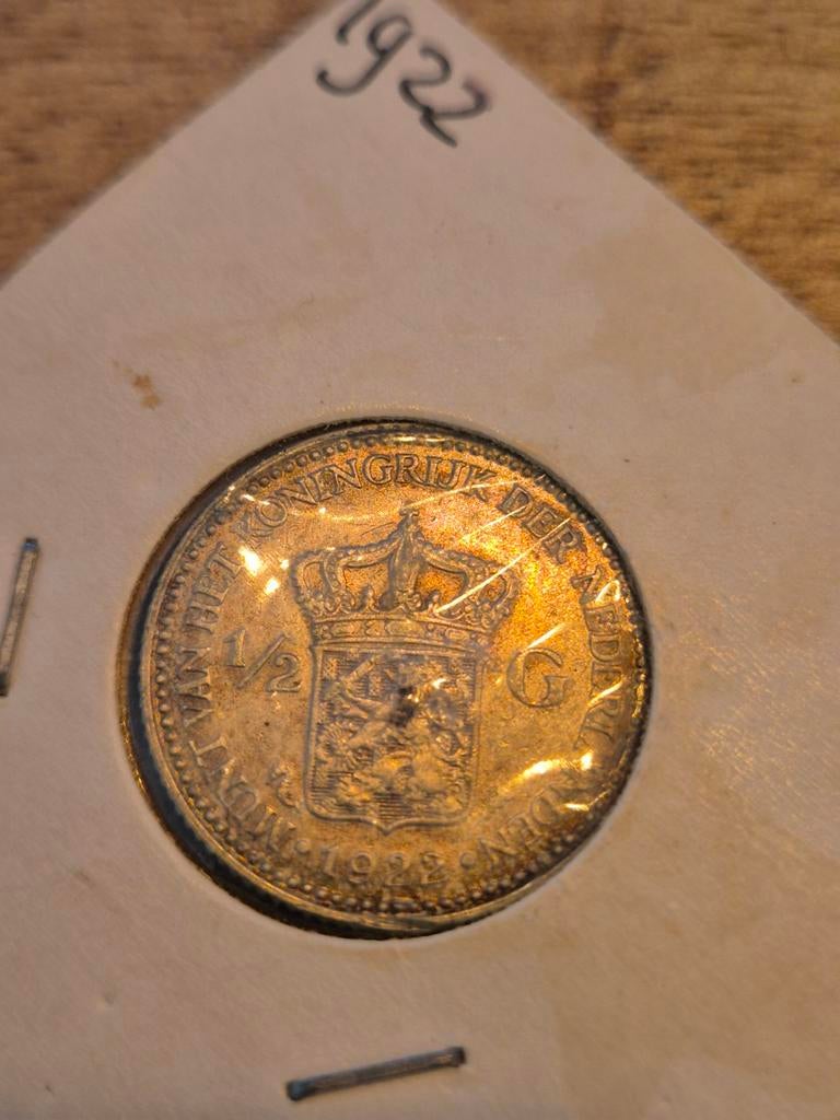 Zilveren ½ Gulden 1922 Koningin Wilhelmina, Postzegels en Munten, Munten | Nederland, ½ gulden, Verzenden, Zilver, Koningin Wilhelmina