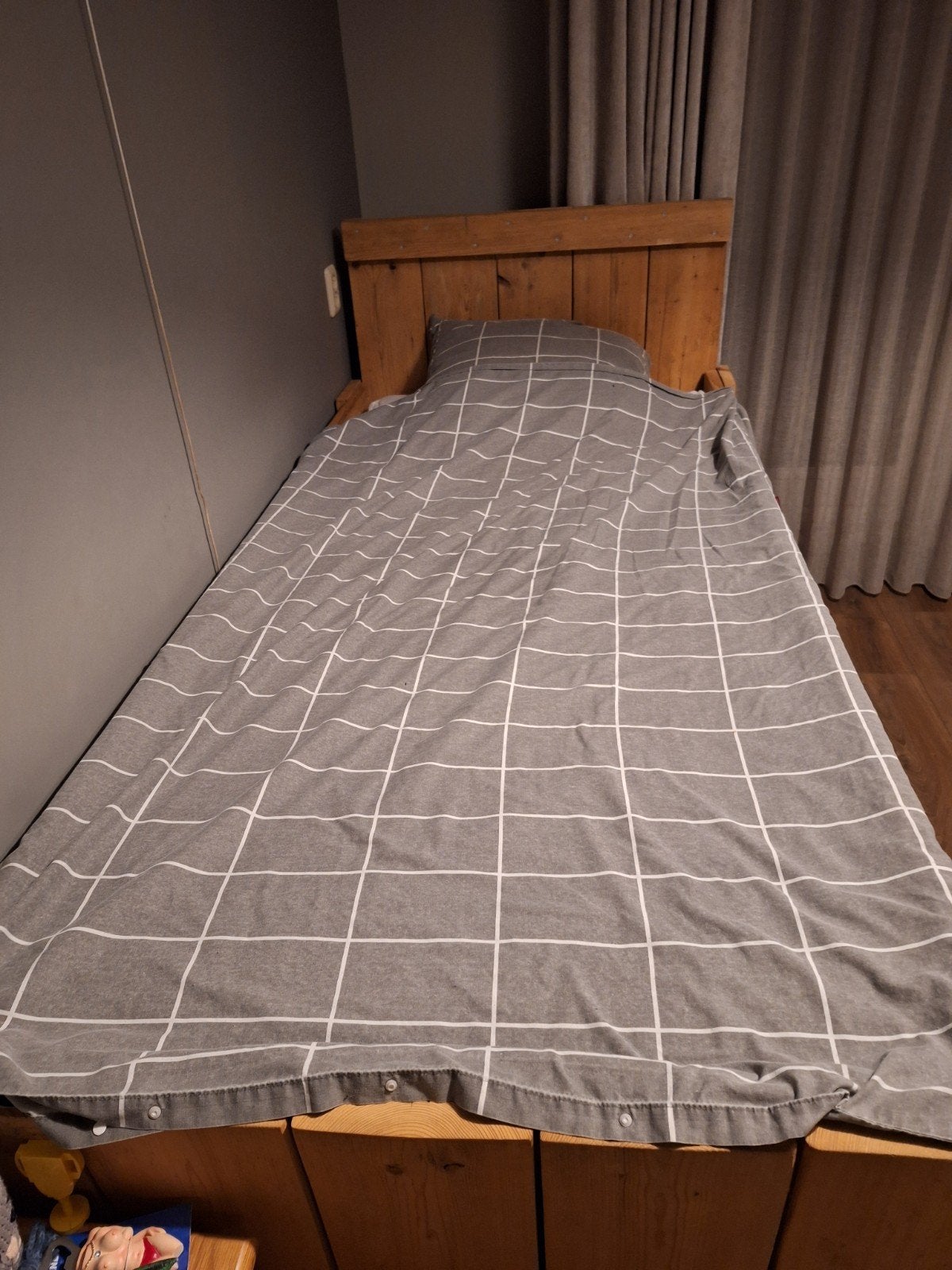 Eenpersoons Steigerhouten Bed 90x200 - Handgemaakt, Ophalen, Gebruikt, Steigerhout, 200 cm