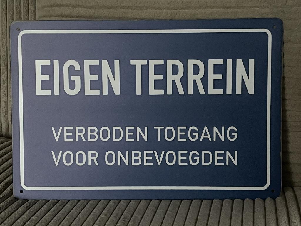 EIGEN TERREIN Tekstbord / reclamebord, Www.pand50.nl, Nieuw, Ophalen of Verzenden, Printer 29B Coevorden