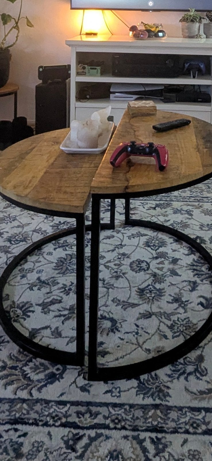 Salontafel set van 2, mango hout en metaal