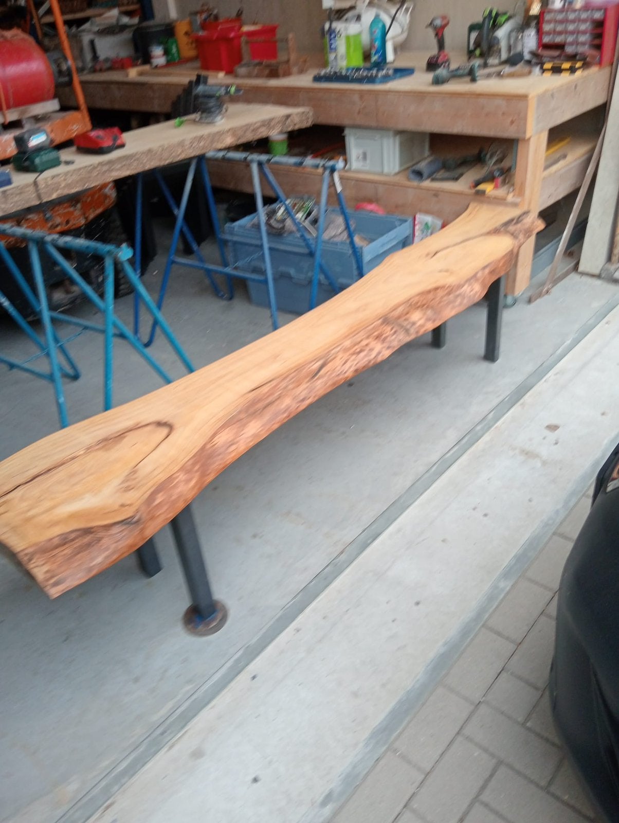 Tuinbank boomstam met onderstel, Ophalen, Zo goed als nieuw, 250 cm of meer, Palen