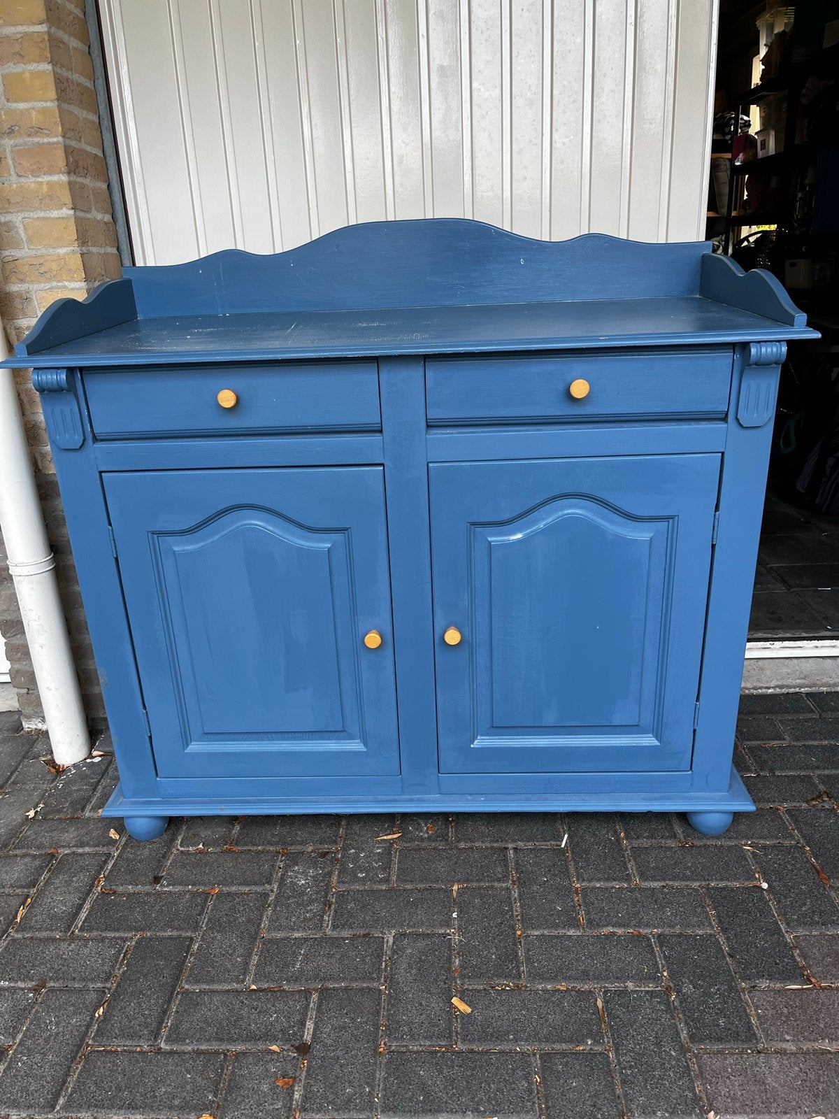Blauwe vintage commode, Ophalen, Gebruikt, 50 tot 70 cm, 100 cm of meer