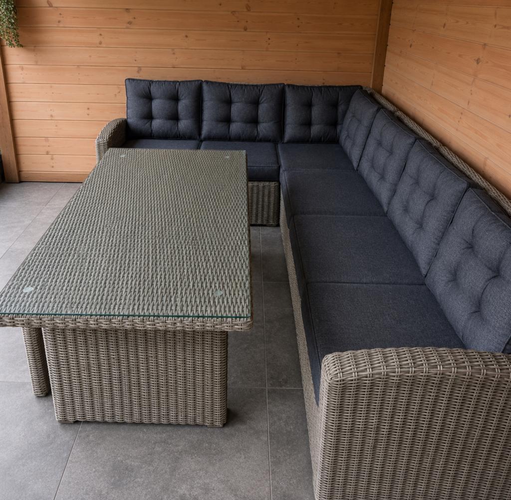 Prachtige 8-persoons wicker tuinset inclusief kussens, Bank, Ophalen of Verzenden, Loungeset, Wicker