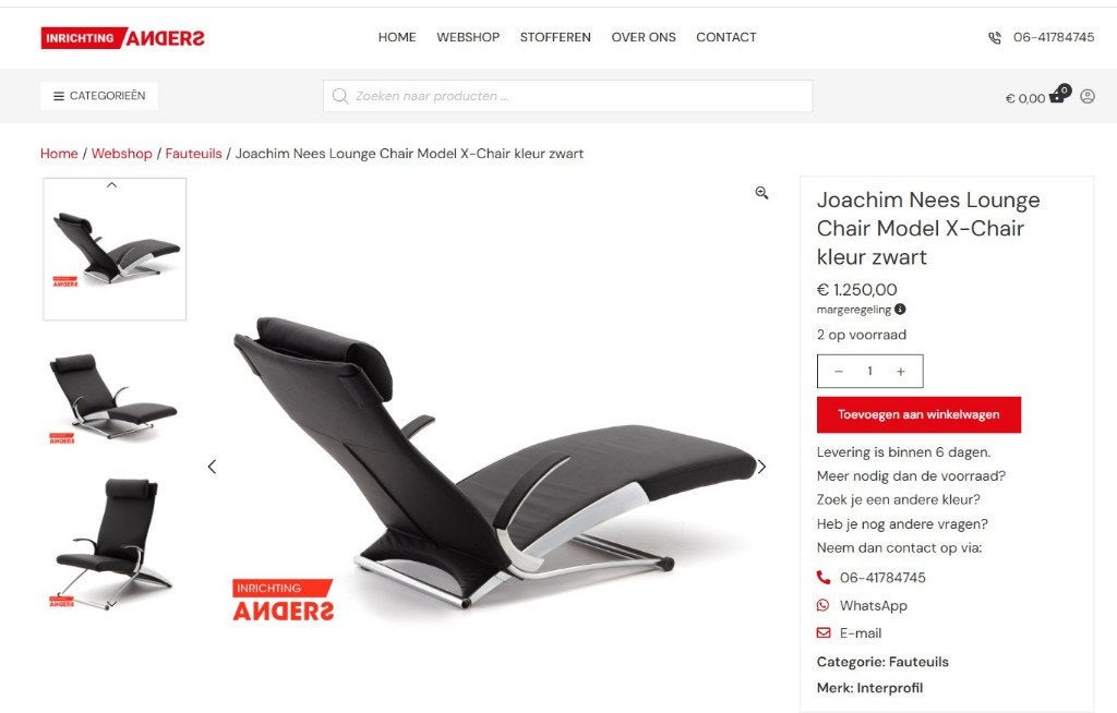 2 Stuks Joachim Nees Lounge X-Chairs, Modern Retro, 100 tot 125 cm, Ophalen of Verzenden, Zo goed als nieuw