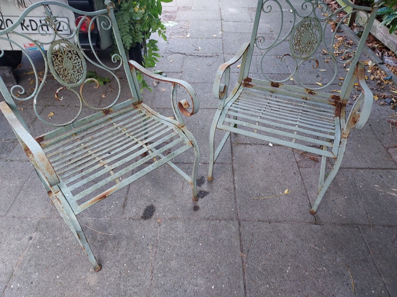 ijzeren bistro/tuinset., Tuin en Terras, Tuinstoelen, Ophalen, Metaal, Inklapbaar