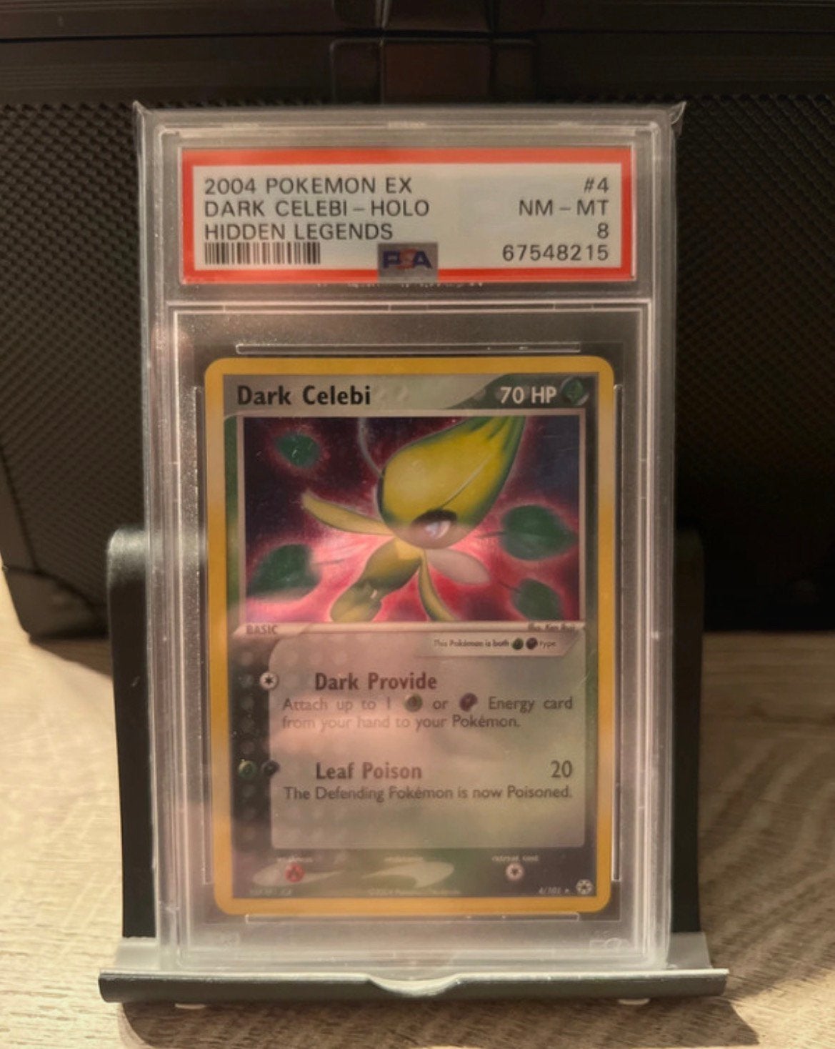 2004 pokemon Dark Celebi - Holo psa 8, Ophalen of Verzenden, Zo goed als nieuw, Losse kaart