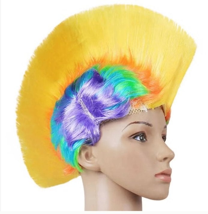 Grappige hanekam pruik voor cosplay en feestjes kleurrijk, Ophalen of Verzenden, Nieuw