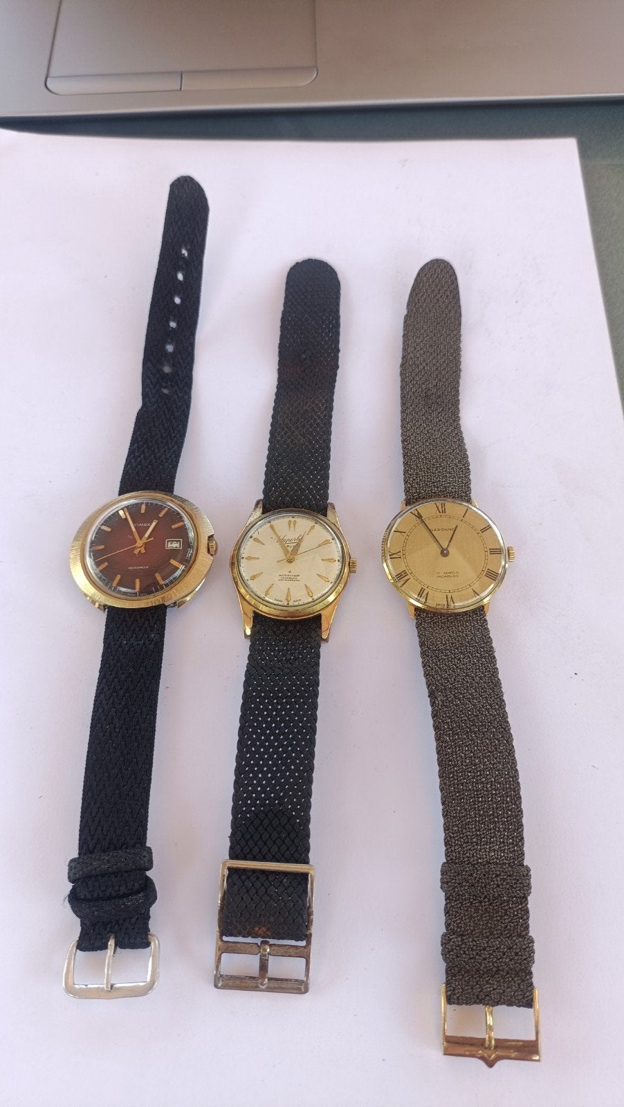 3 werkende heren polshorloges, vintage, Overige merken, Overige materialen, Gebruikt, Polshorloge