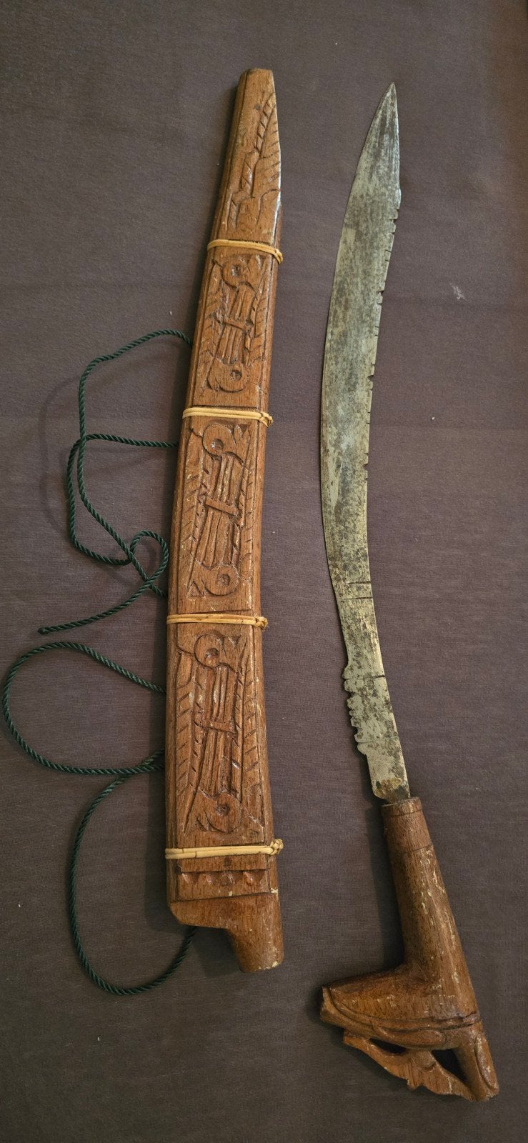 Antiek Indonesisch Zwaard met Houten Schede en Handvat, Antiek en Kunst, Ophalen of Verzenden