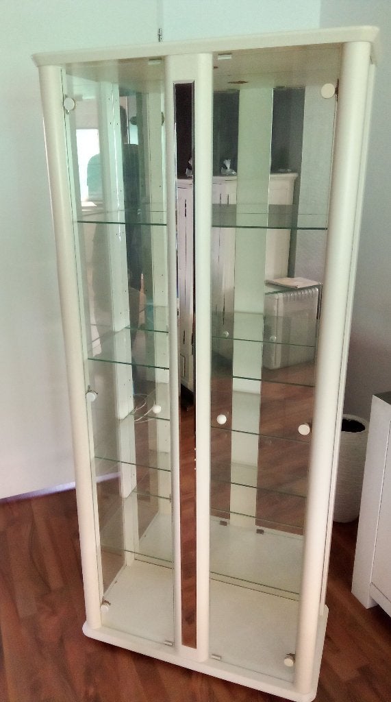 Vitrine kast dubbel deurs, Ophalen, 50 tot 100 cm, Zo goed als nieuw, 150 tot 200 cm