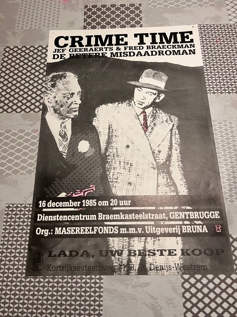 Vintage Poster Crime Tim, De betere misdaadroman, Deurposter of groter, Ophalen of Verzenden, Reclame, Rechthoekig Staand