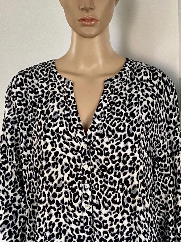 J170 Montego maat 46=XL blouse top wit/zwart/grijs, Kleding | Dames, Wit, Maat 46/48 (XL) of groter, Ophalen of Verzenden, Zo goed als nieuw
