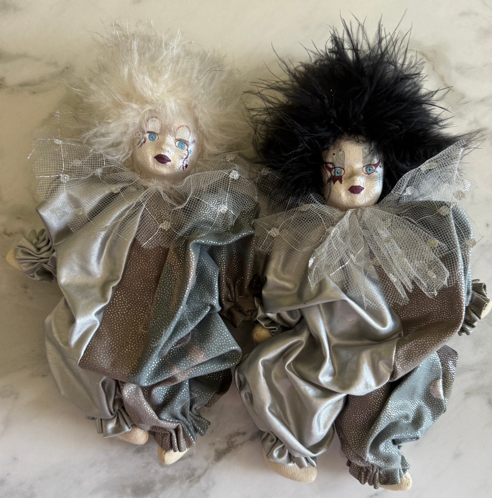 Mooie set van twee decoratieve Pierrot-poppen, Ophalen of Verzenden, Gebruikt