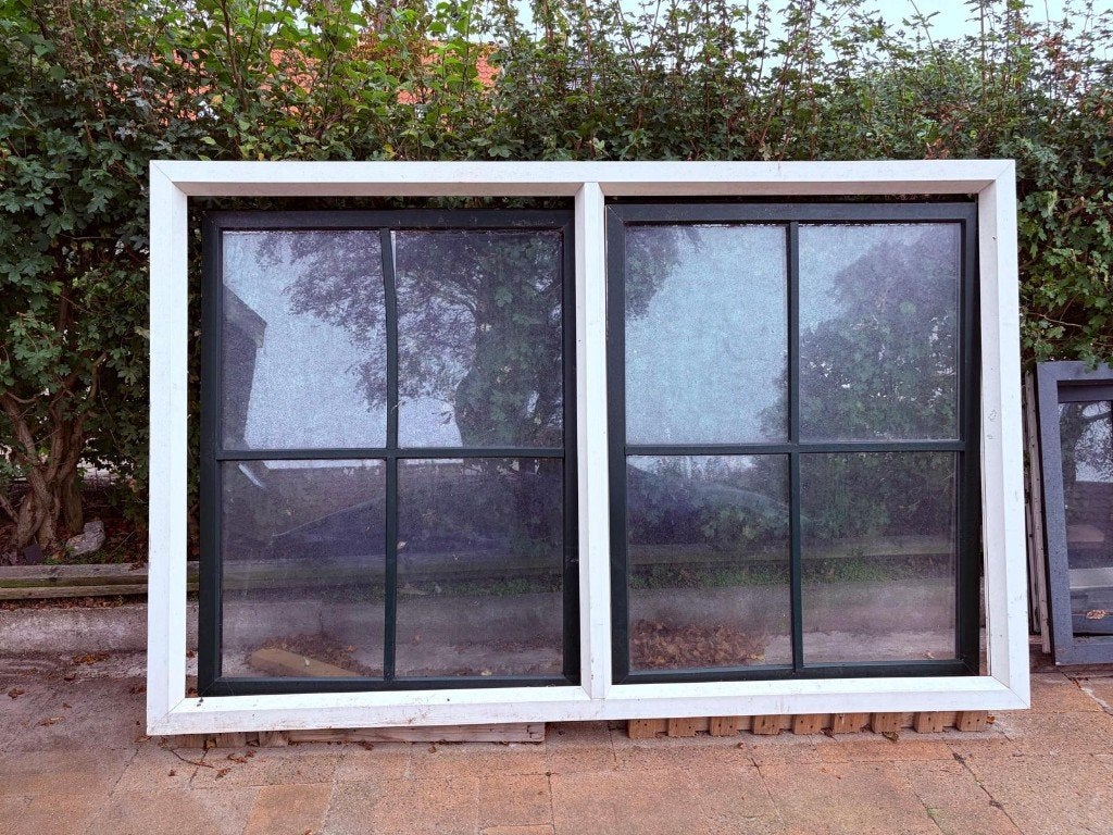 Groot gevelraam met dubbelglas, Doe-het-zelf en Verbouw, Ophalen, Gevelraam of Ruit, Gebruikt, 80 tot 120 cm