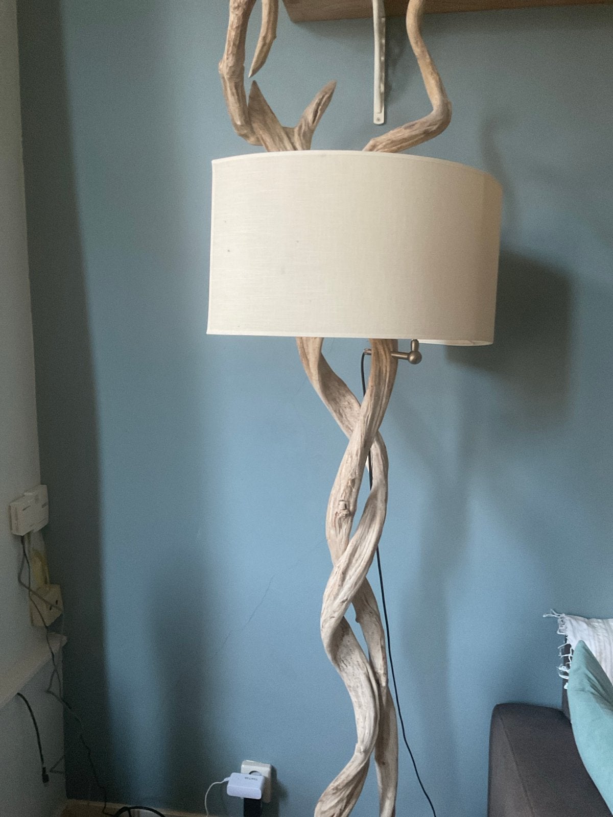 drijfhout vloerlamp, Ophalen, E27 (groot), Zo goed als nieuw, 150 tot 200 cm
