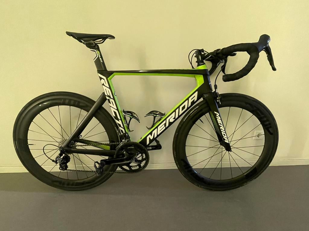 Merida Reacto 4000 maat 55 + FFWD F6R wielen, Fietsen en Brommers, Fietsen | Racefietsen, Gebruikt, Carbon, Velgrem, Meer dan 20 versnellingen