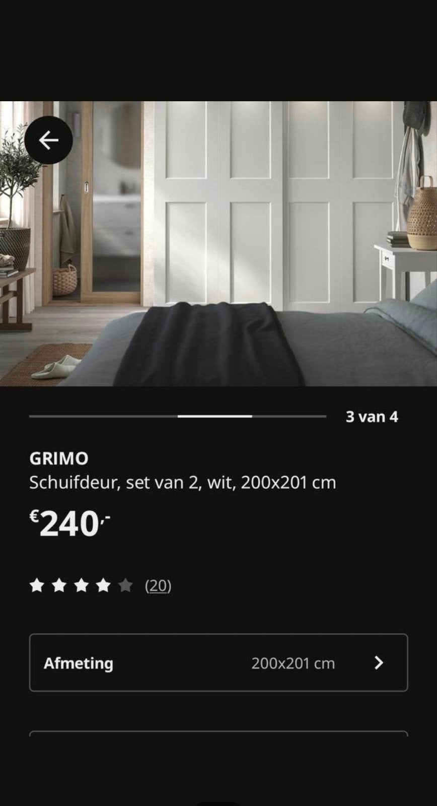 IKEA Pax Schuifdeuren 100x200cm (set van 2), 100 tot 150 cm, 200 cm of meer, Ophalen of Verzenden, Zo goed als nieuw