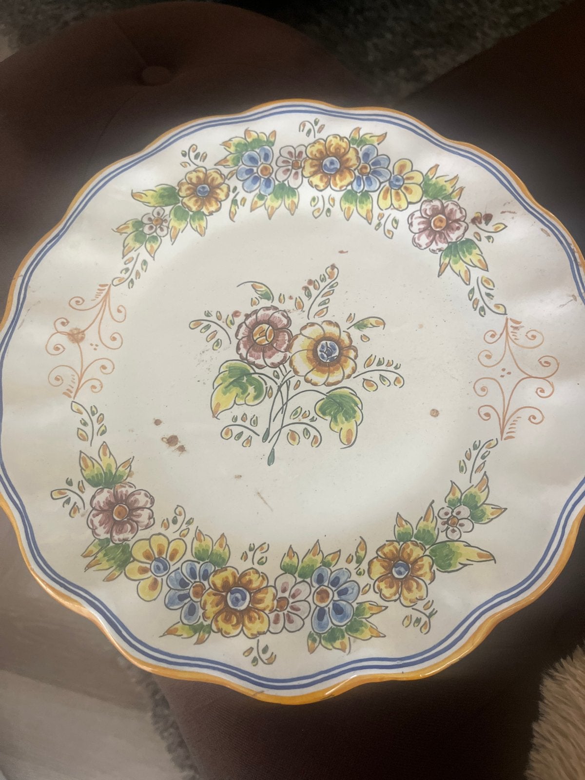 Vintage Handgeschilderd Keramisch Sierbord - A.G. Cerra Tala, Antiek en Kunst, Ophalen of Verzenden