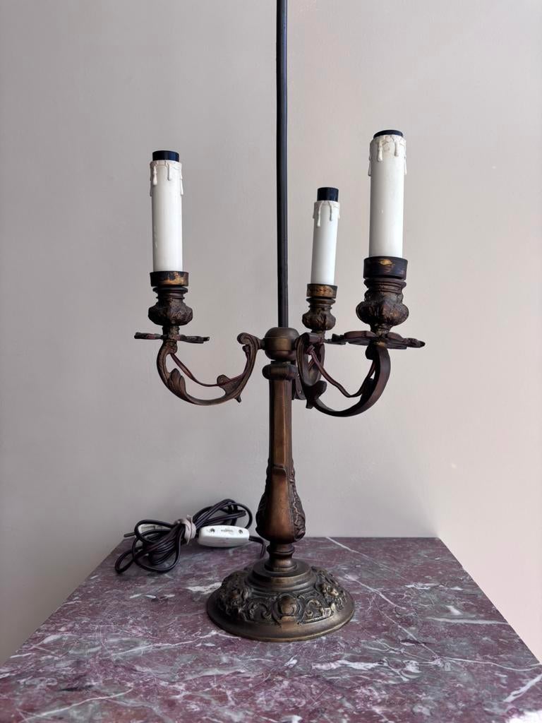 Antieke Franse bouilotte lamp artdeco brocant barok, Antiek en Kunst, Antiek | Lampen, Ophalen of Verzenden