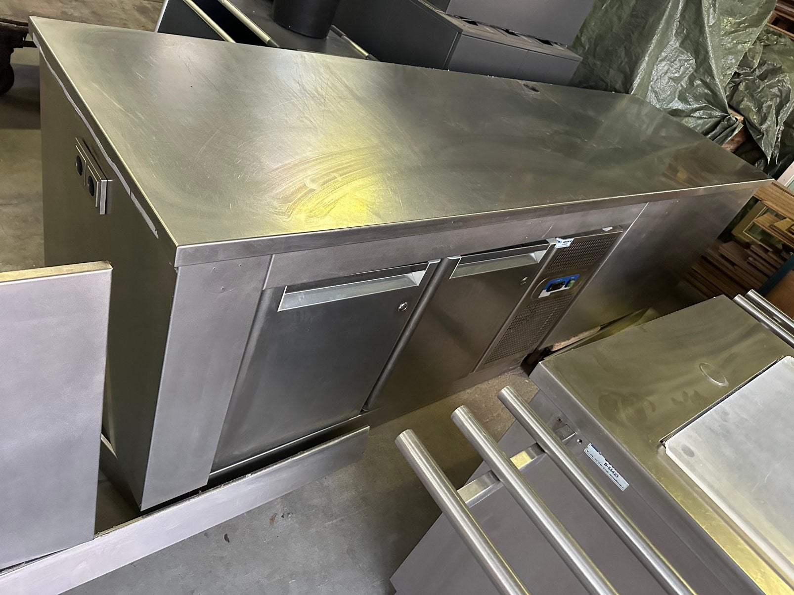 Horeca koeling met RVS werkbank, Doe-het-zelf en Verbouw, Werkbanken, Ophalen, Gebruikt, Q, 70 tot 120 cm