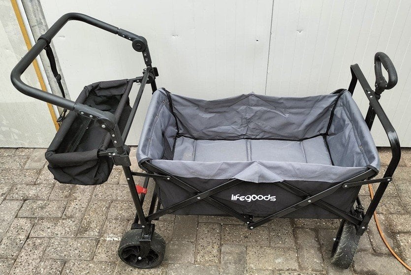 Bolderkar opvouwbaar 120KG 130L zwart/grijs, Caravans en Kamperen, Ophalen, Opvouwbaar, Zo goed als nieuw