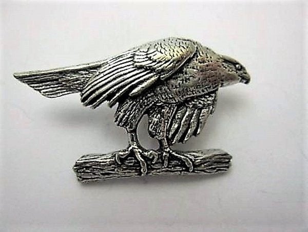 Luxe Tinnen Havik broche – Handgemaakt door A.R. Brown (145), Ophalen, Nieuw, Zilver, Overige materialen