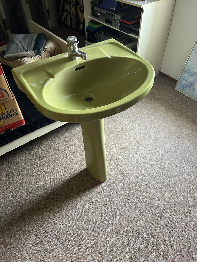 Vintage groene wasbak, Ophalen, Gebruikt, 50 tot 100 cm, Minder dan 100 cm
