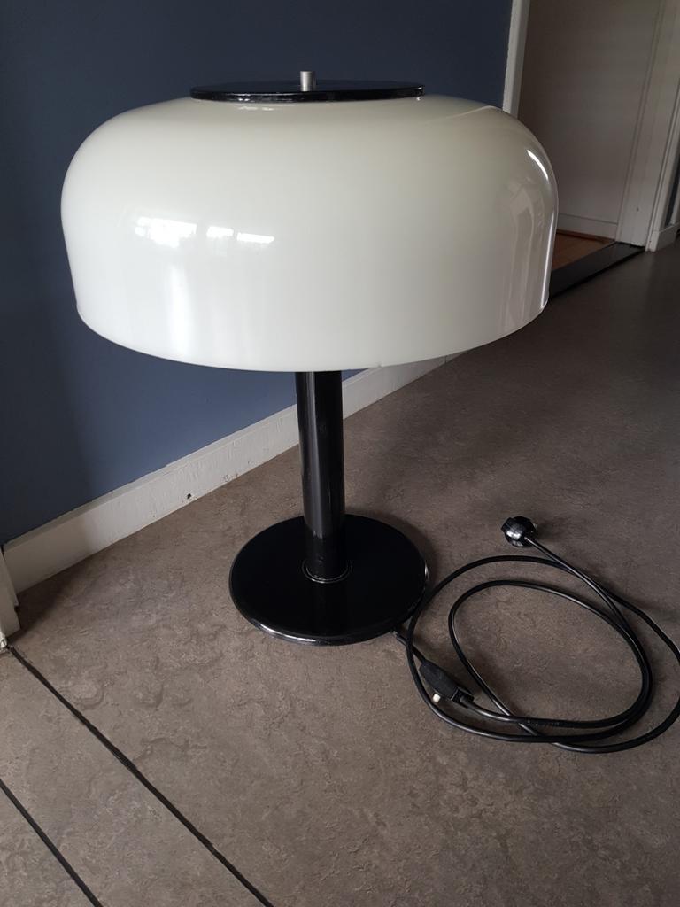 Vintage tafel/buro lamp  zwart/wit  1970, Ophalen, Metaal