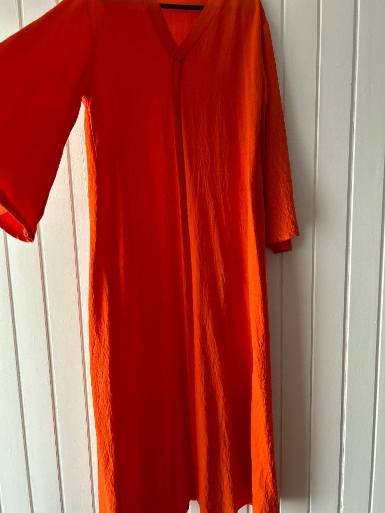 Jurk Abaya Gandoura Kandoura robe  Elbise maxidress zomer or, Maat 38/40 (M), Verzenden, Oranje, Onder de knie