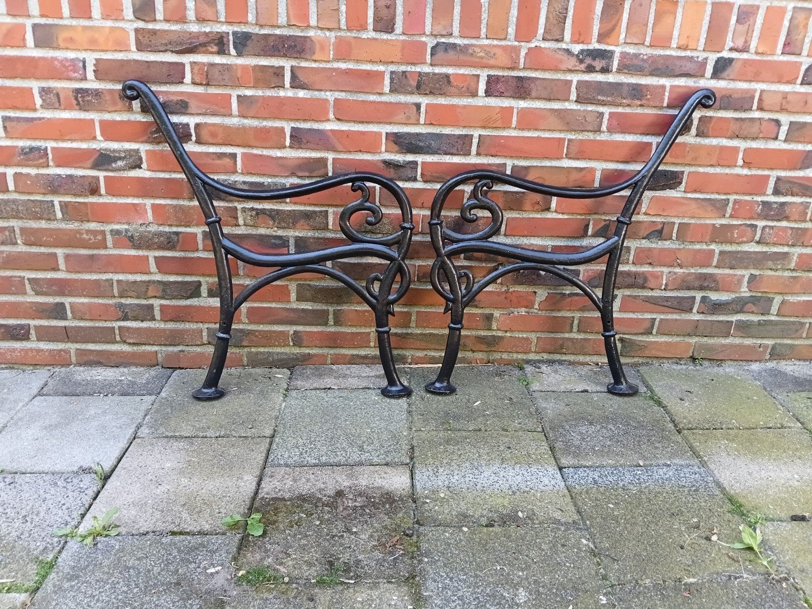 Antieke zware tuinbank poten, Tuin en Terras, Tuinbanken, Ophalen, Gebruikt, Metaal