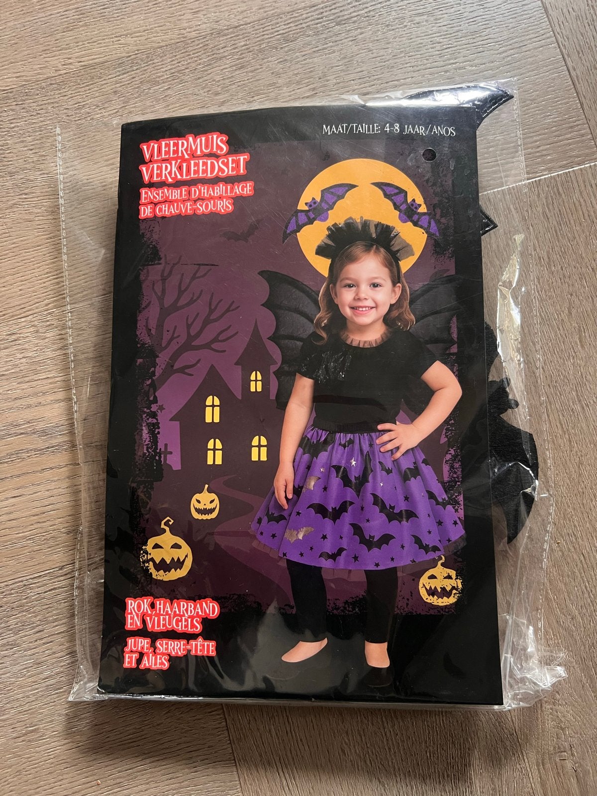 Complete Vleermuis Verkleedset Halloween Maat 4-8 Jaar, Ophalen of Verzenden, Nieuw, Jongen of Meisje
