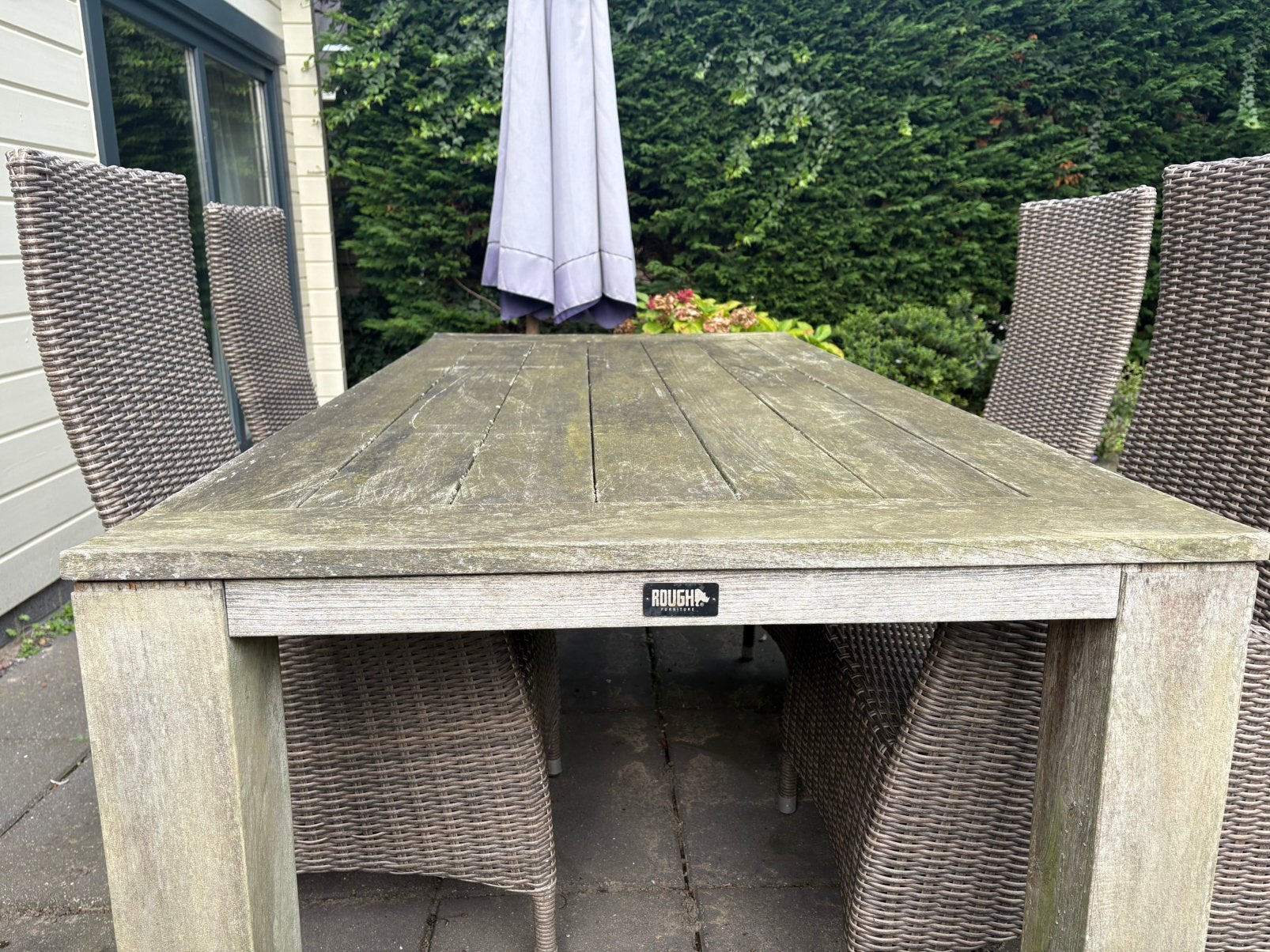 Houten tuintafel met stoelen, Ophalen, 4 zitplaatsen, Gebruikt, Teakhout