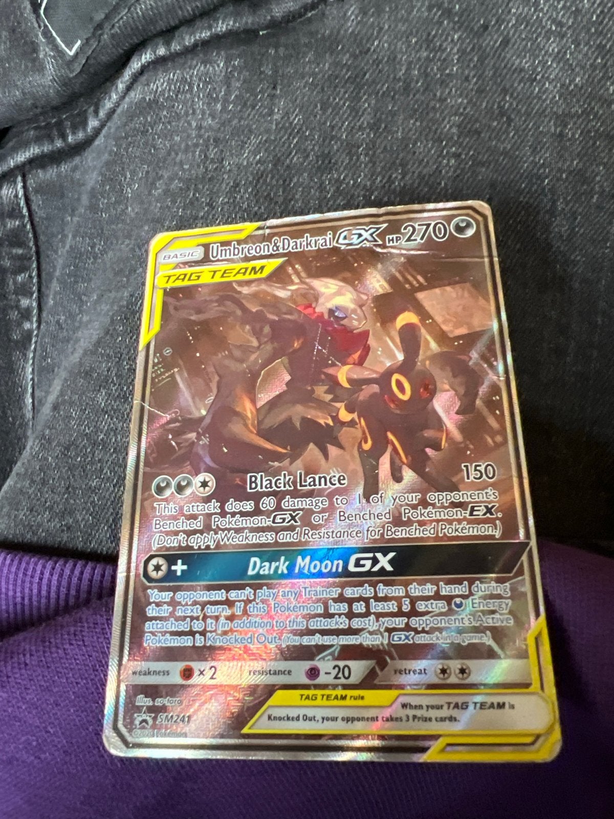 Pokémon Kaart: Umbreon & Darkrai GX TAG TEAM (HP 270), Hobby en Vrije tijd, Ophalen of Verzenden, Gebruikt, Losse kaart