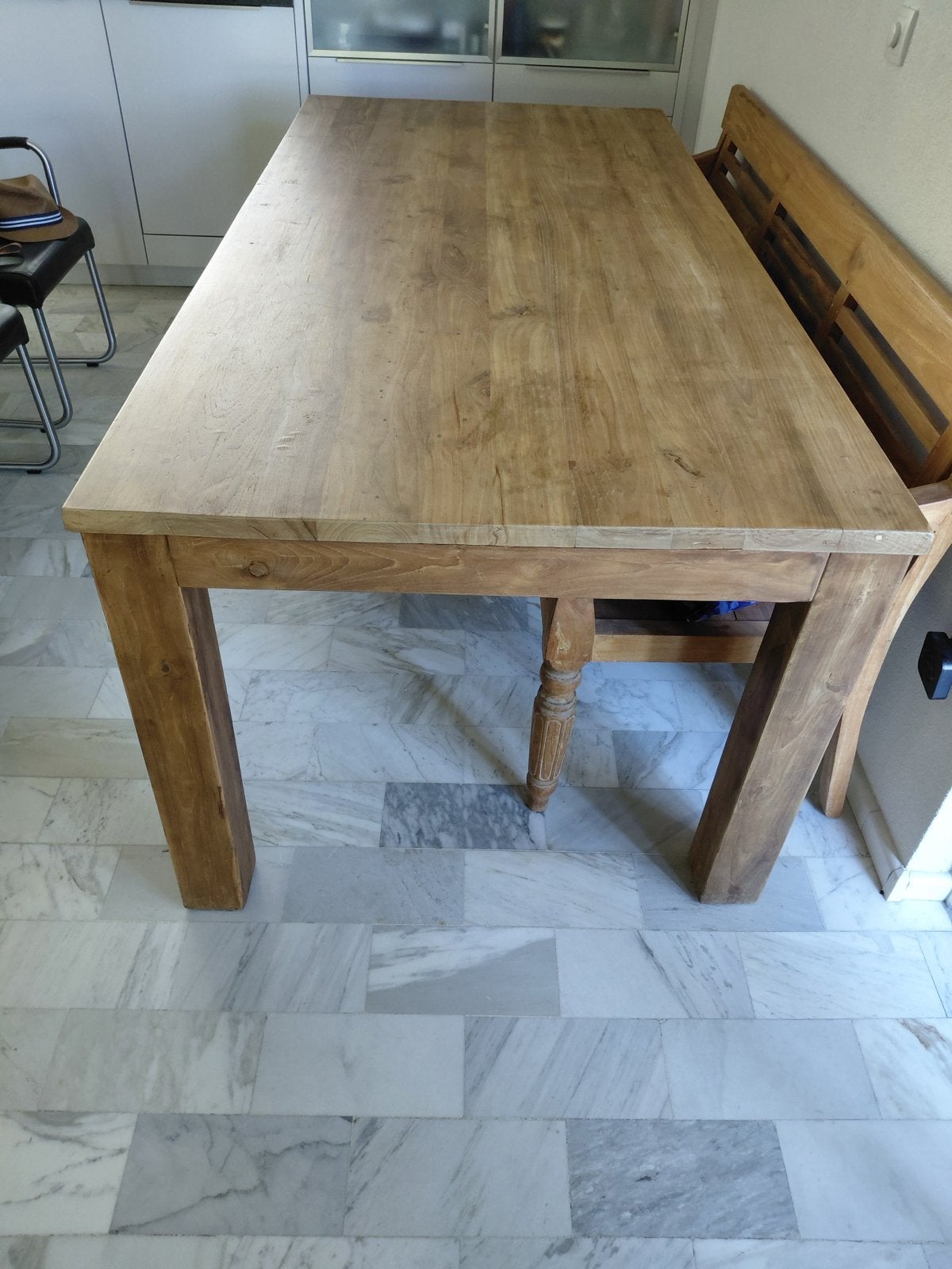Grote eettafel van oud hout - 210x100 cm, Huis en Inrichting, Tafels | Eettafels, Gebruikt, 100 tot 150 cm, 200 cm of meer, Ophalen of Verzenden