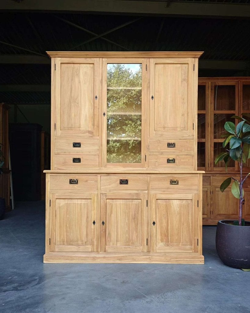 Teakhouten buffetkast | gesloten deuren | Voorraadkast #8984, Gebruikt, 100 tot 150 cm, -, 200 cm of meer