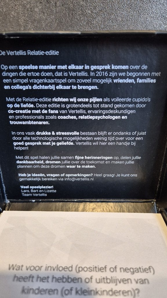 Vertellis Kaartspel, Relatie editie, compleet. T8, Tweedehands verkoop, Tweedehands verkoop, Gebruikt, Ophalen of Verzenden