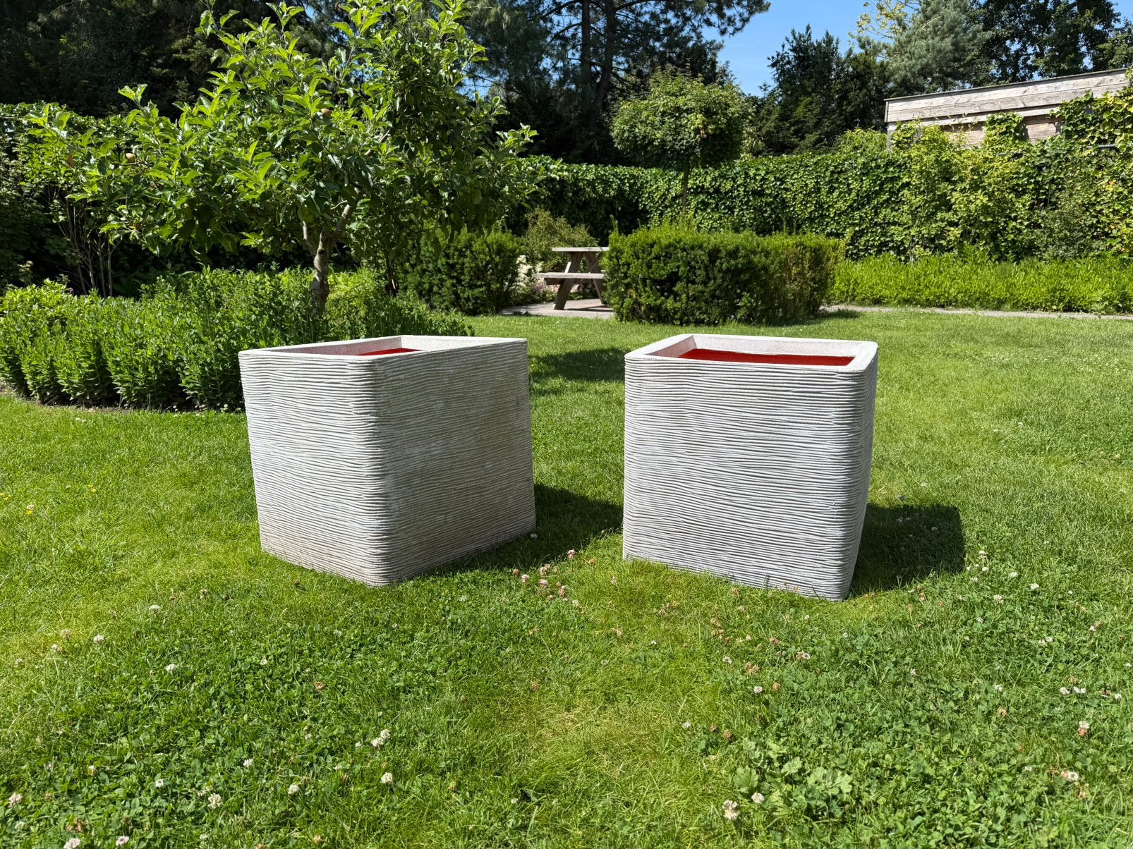 2x Capi Europe nature rib pot 50x50 cm in wit, Ophalen, Zo goed als nieuw, Rond, Kunststof