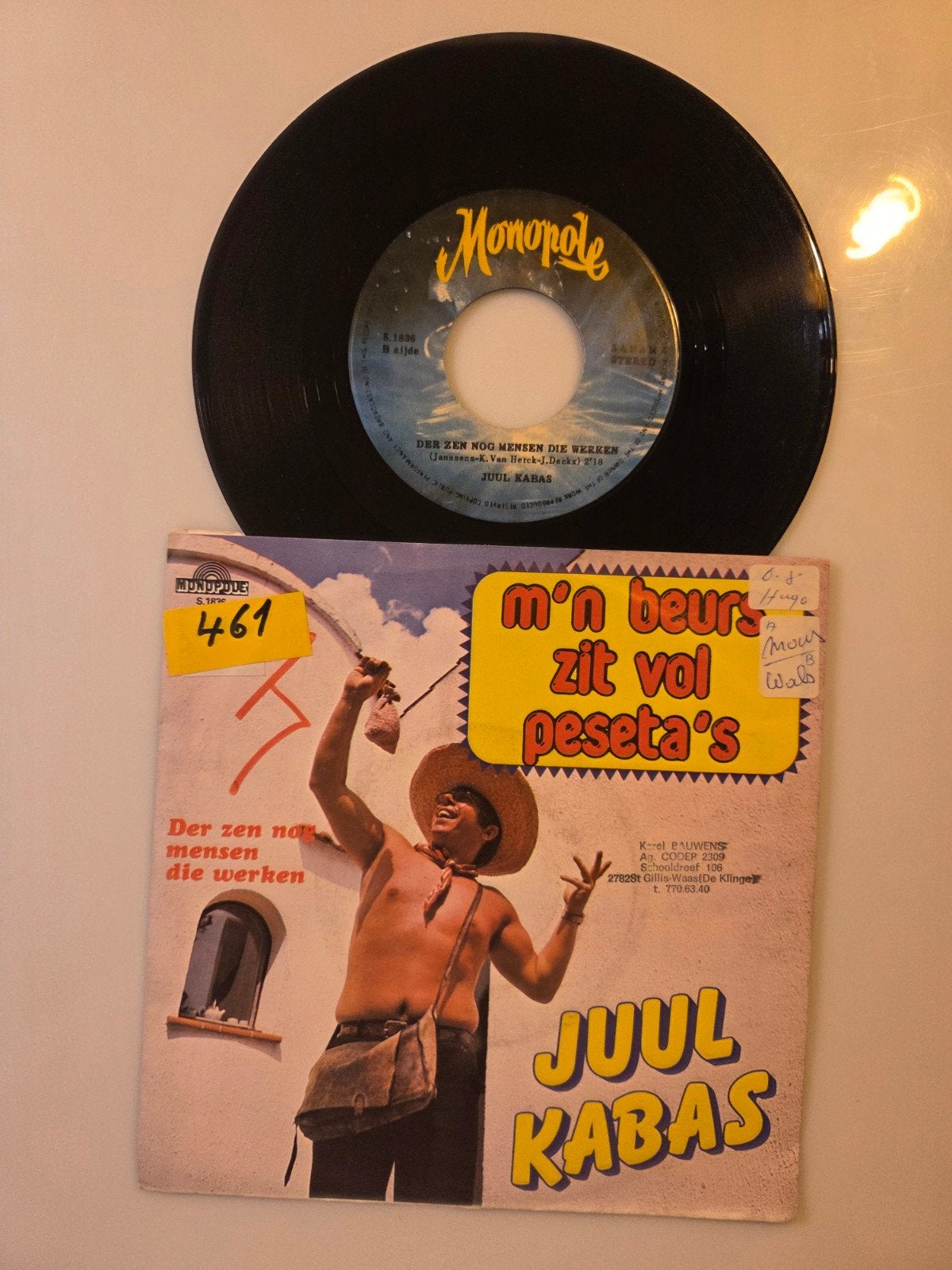 Juul Kabas - M'n beurs zit vol peseta's, Cd's en Dvd's, Ophalen of Verzenden, Gebruikt, 7 inch, Pop