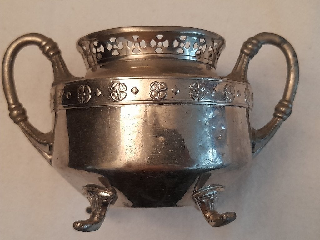 Antieke tinnen Jugendstil suikerpot, Ophalen of Verzenden