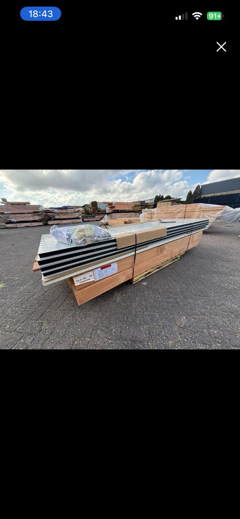 Afdak / Carport 500 x 300 x 245 (nieuw bouwpakket 650kg ), Tuin en Terras, Overkappingen, Ophalen, Nieuw, Carport