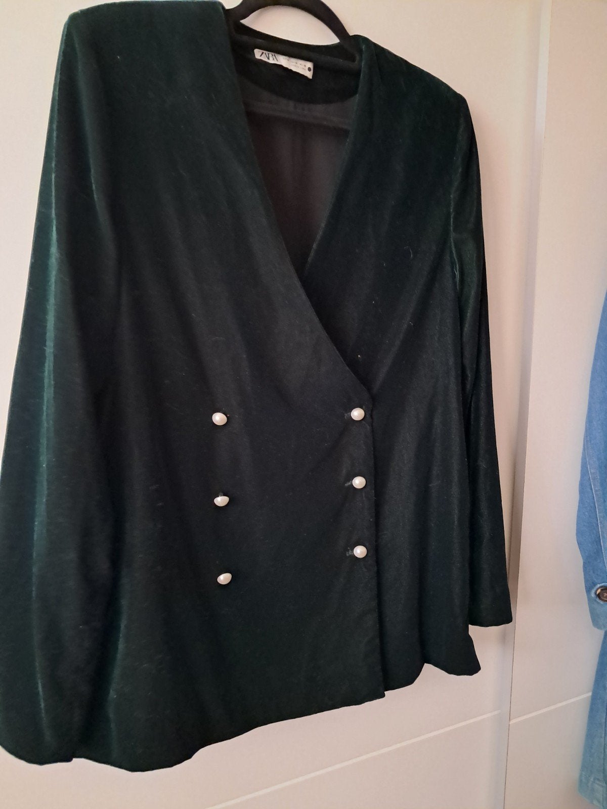 Zara Nieuw Velours Colbert Donkergroen Gevoerd Maat M, Maat 38/40 (M), Zara, Nieuw, Ophalen of Verzenden