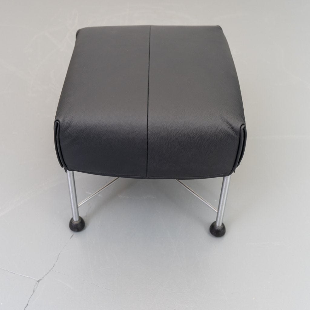 2x Montis Charly hocker/voetenbank zwart leder, Niet ingevuld, Minder dan 50 cm, Minder dan 50 cm, Ophalen of Verzenden