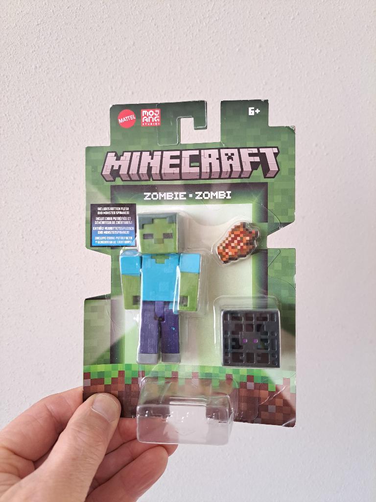 Minecraft Zombie, Mattel, kunststof 12.5x19x12.5cm, Ophalen of Verzenden, Nieuw