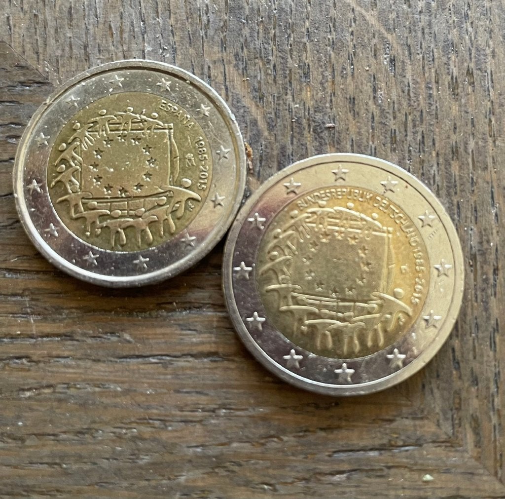 2 Euromunten set "Europese Vlag" Spanje + Duitsland (2 stuks, Ophalen of Verzenden, Spanje, Overige waardes, Setje