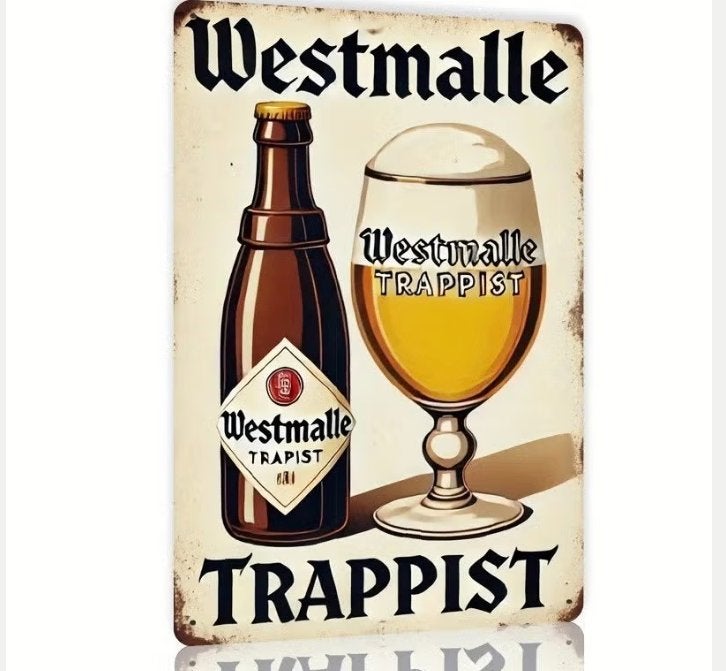 Vintage metalen bordje Westmalle Trappist (30x20cm), Ophalen of Verzenden, Nieuw, Reclamebord