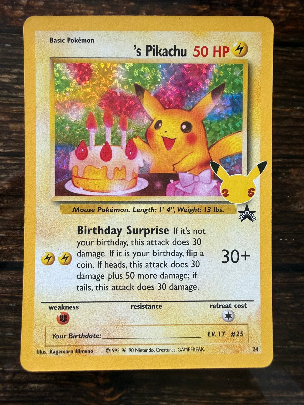 Pikachu Birthday Surprise 24 Black Star celebrations, Ophalen of Verzenden, Zo goed als nieuw, Losse kaart
